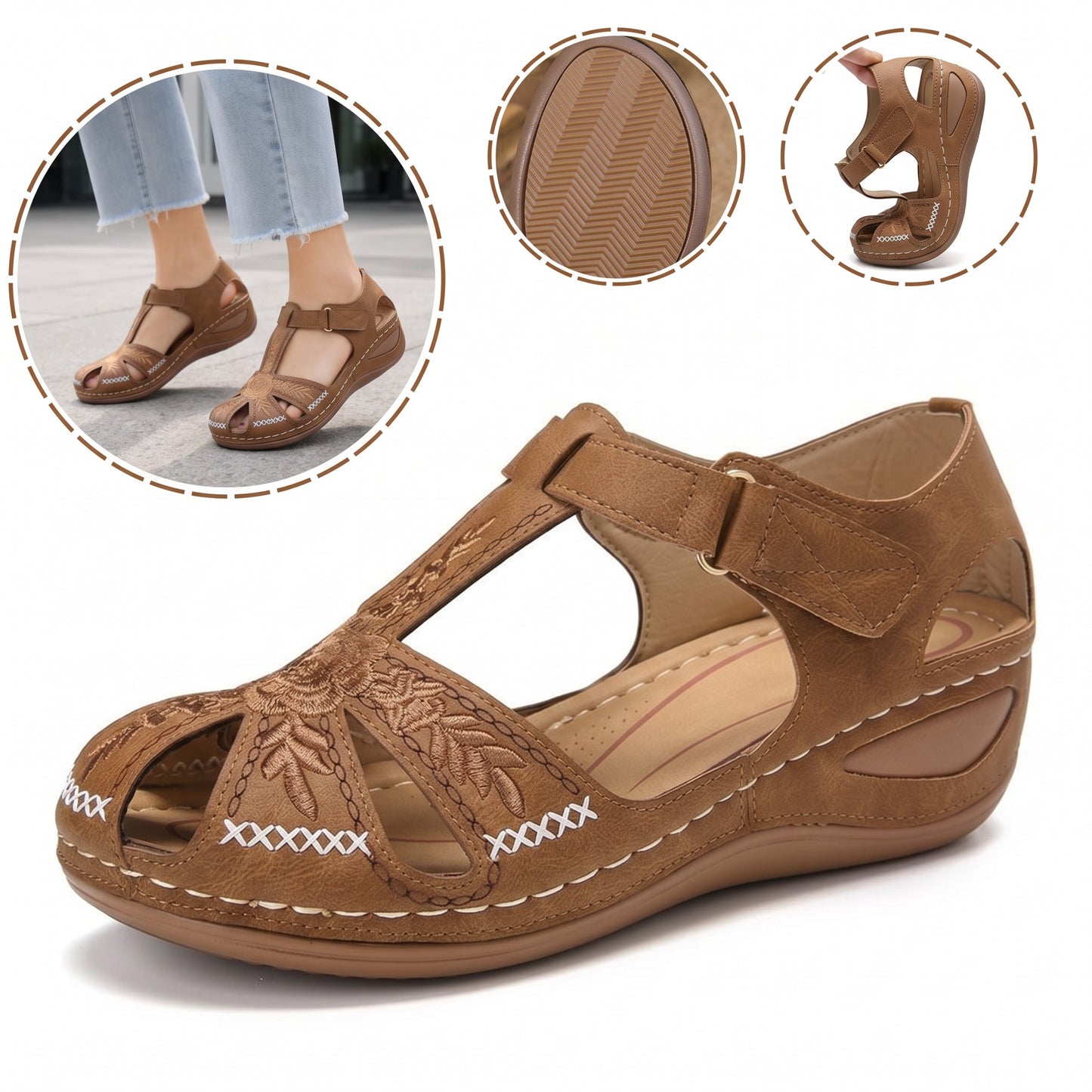 Sandalias ortopédicas ergonómicas — Con soporte para el arco que ayuda a aliviar el dolor de pies, estabilizar el talón y reducir la inestabilidad al caminar