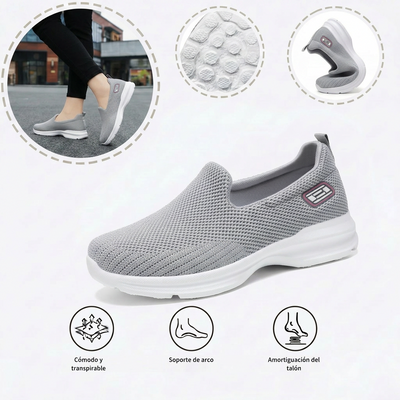 Zapatillas deportivas ortopédicas de malla: con soporte para el arco del pie, que alivia el dolor; amortiguación suave.