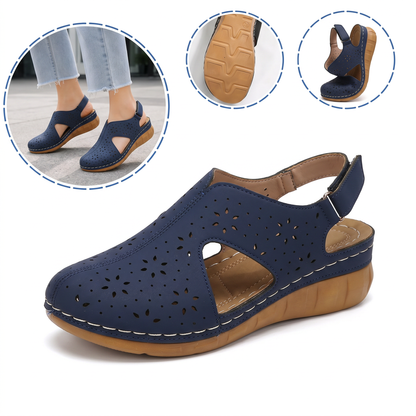Sandalias con protección para los dedos: con soporte para el arco plantar, que alivia el dolor; ligeras y con amortiguación.