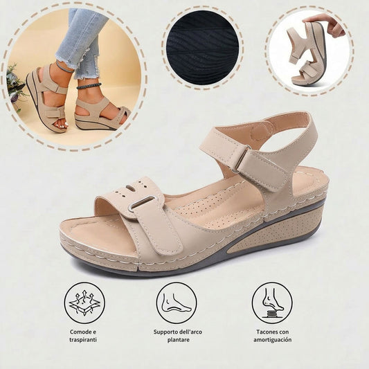 Sandalias de cuña estilo romano