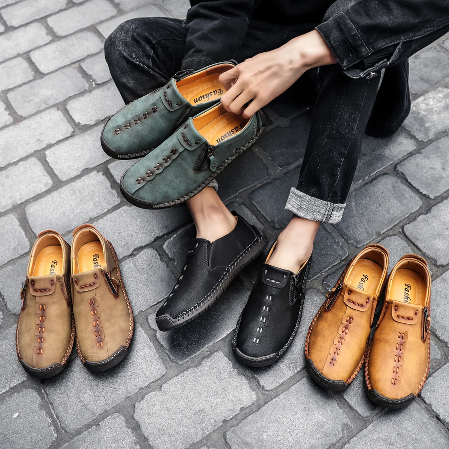 Zapatos ergonómicos con plantilla ortopédica de piel: piel de vacuno italiana de primera calidad, soporte para el arco y alivio del dolor de pies