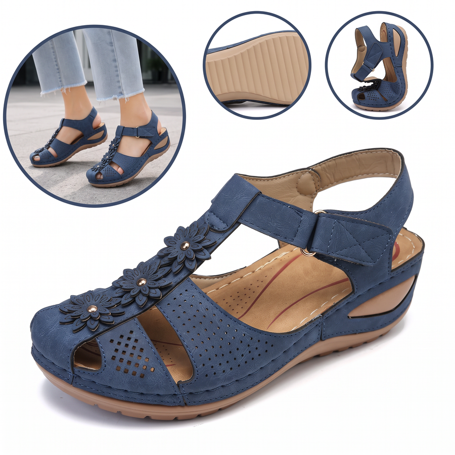 Sandalias con protección para los dedos: con soporte para el arco plantar, que alivia el dolor; ligeras y con amortiguación.