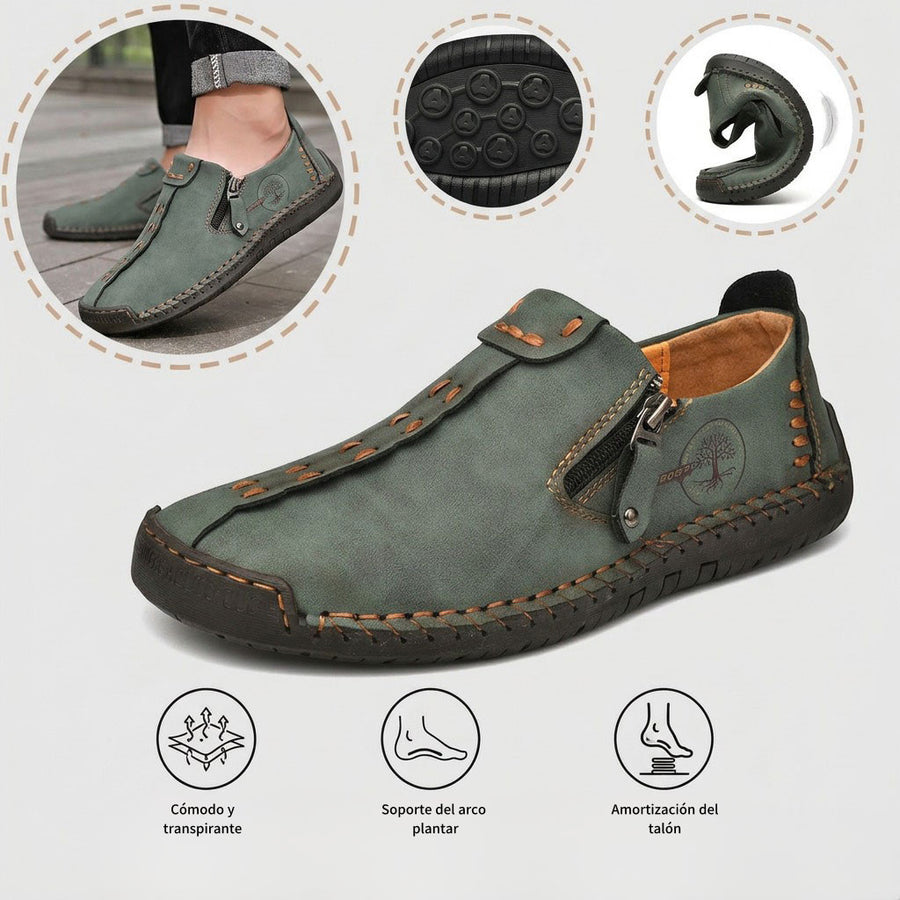 Zapatos ortopédicos cómodos y informales — piel de vacuno italiana mate, con soporte para el arco
