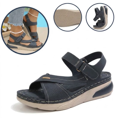Sandalias ortopédicas cómodas: soporte ergonómico para el arco del pie, ancho ajustable y diseño que estiliza la pierna.