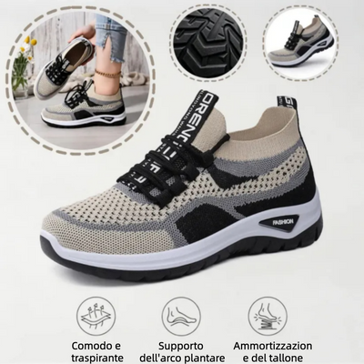 Zapatos correctores casuales en colores combinados — con soporte para el arco que permite caminar con comodidad.
