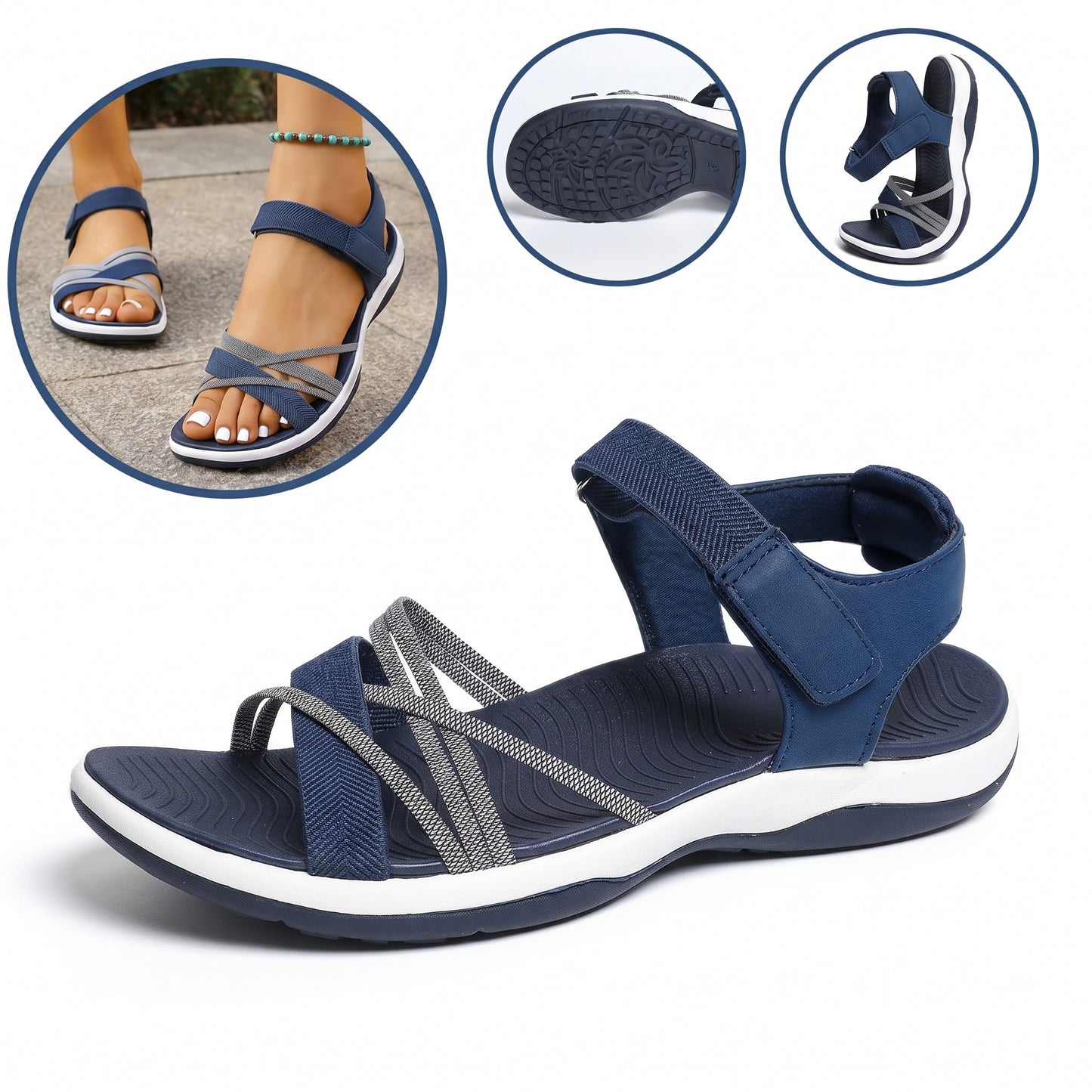 Sandalias ortopédicas ergonómicas — Con soporte para el arco que ayuda a aliviar el dolor de pies, estabilizar el talón y reducir la inestabilidad al caminar