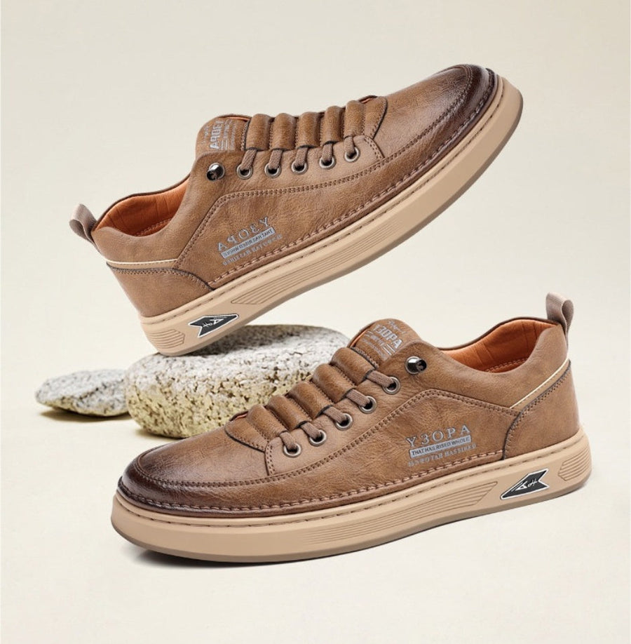 Zapatos ortopédicos cómodos: cosidos a mano, con amortiguación suave y exterior de piel impermeable.