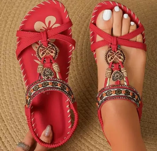 Sandalias planas: con soporte para el arco, para aliviar el dolor; ligeras y con amortiguación.
