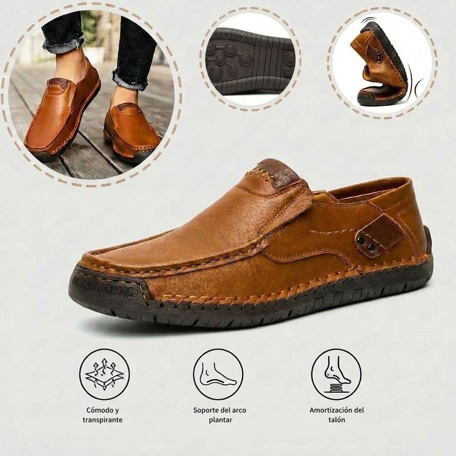 Zapatos ortopédicos cómodos: fabricados con piel de vacuno italiana, con soporte para el arco plantar para aliviar el dolor; ligeros y con amortiguación.