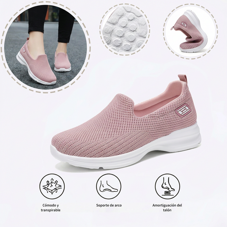 Zapatillas deportivas ortopédicas de malla: con soporte para el arco del pie, que alivia el dolor; amortiguación suave.