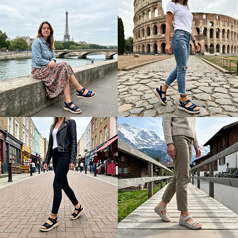 Sandalias ortopédicas cómodas: con soporte ergonómico para el arco del pie, ancho ajustable y diseño que estiliza la pierna.