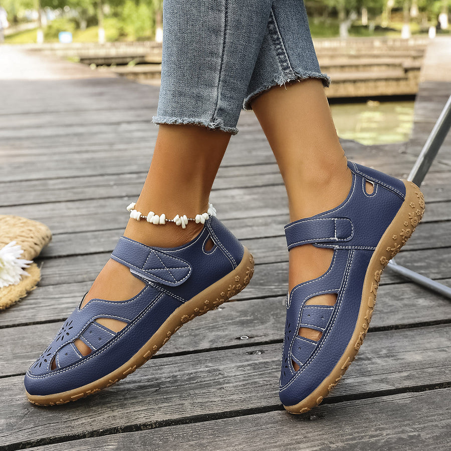 Sandalias con protección para los dedos: con soporte para el arco plantar, que alivia el dolor; ligeras y con amortiguación.