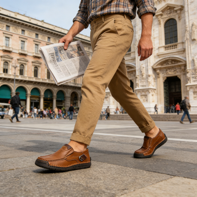 Zapatos ortopédicos cómodos: fabricados con piel de vacuno italiana, con soporte para el arco plantar para aliviar el dolor; ligeros y con amortiguación.