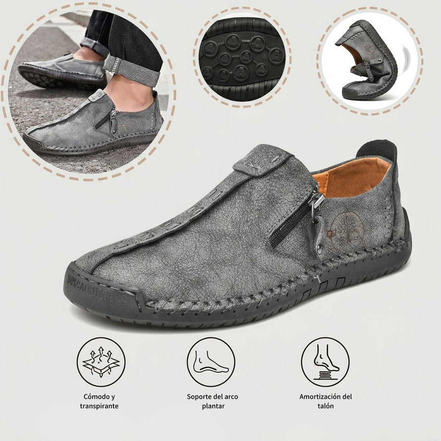 Zapatos ortopédicos cómodos y informales — piel de vacuno italiana mate, con soporte para el arco
