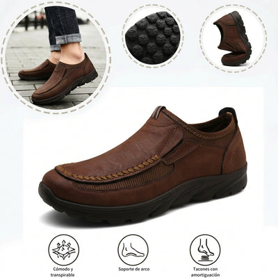 Zapatos ortopédicos cómodos: soporte ergonómico del arco plantar que alivia el dolor; horma ancha que no aprieta el pie.