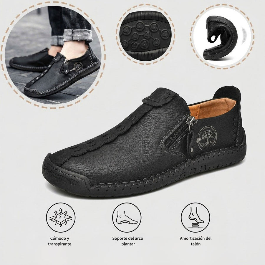 Zapatos ortopédicos cómodos y informales — piel de vacuno italiana mate, con soporte para el arco