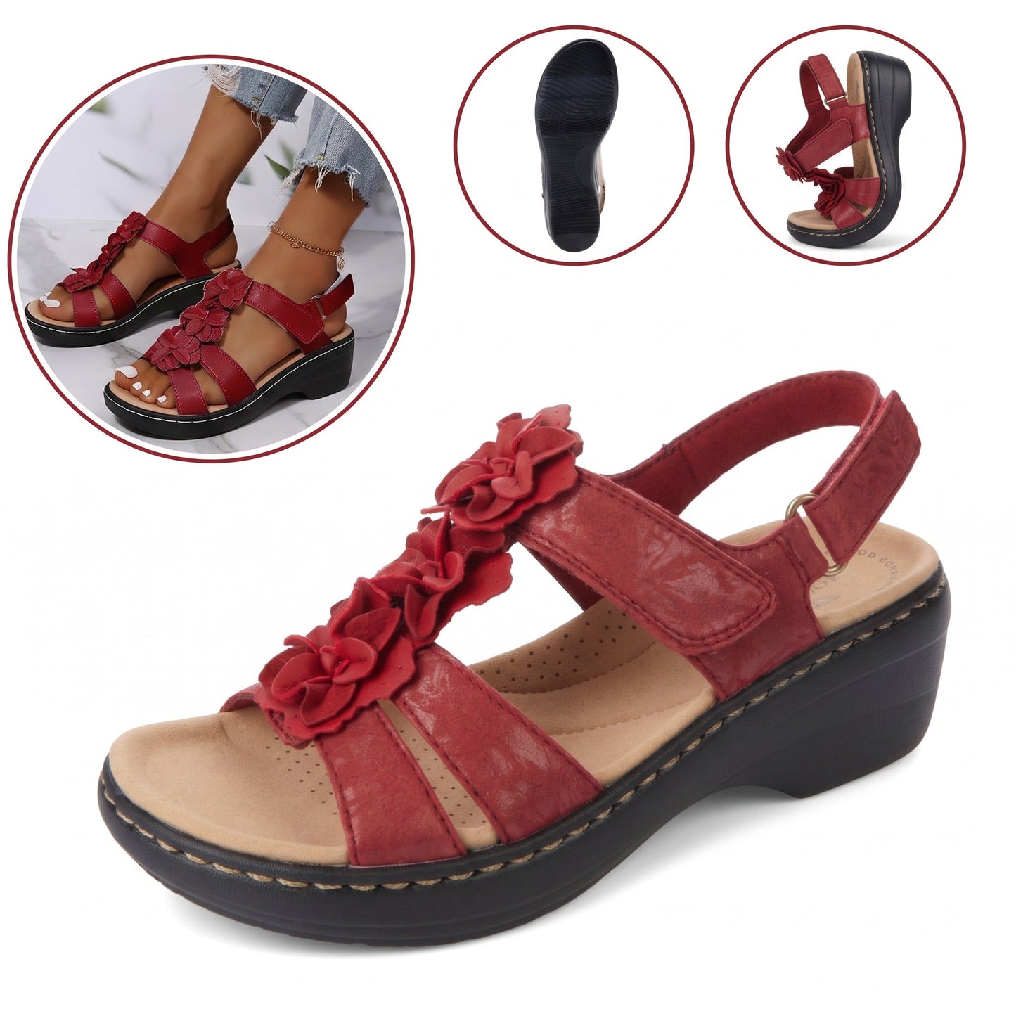 Sandalias antideslizantes y transpirables: con soporte para el arco del pie, que alivia el dolor; suaves y amortiguadoras.