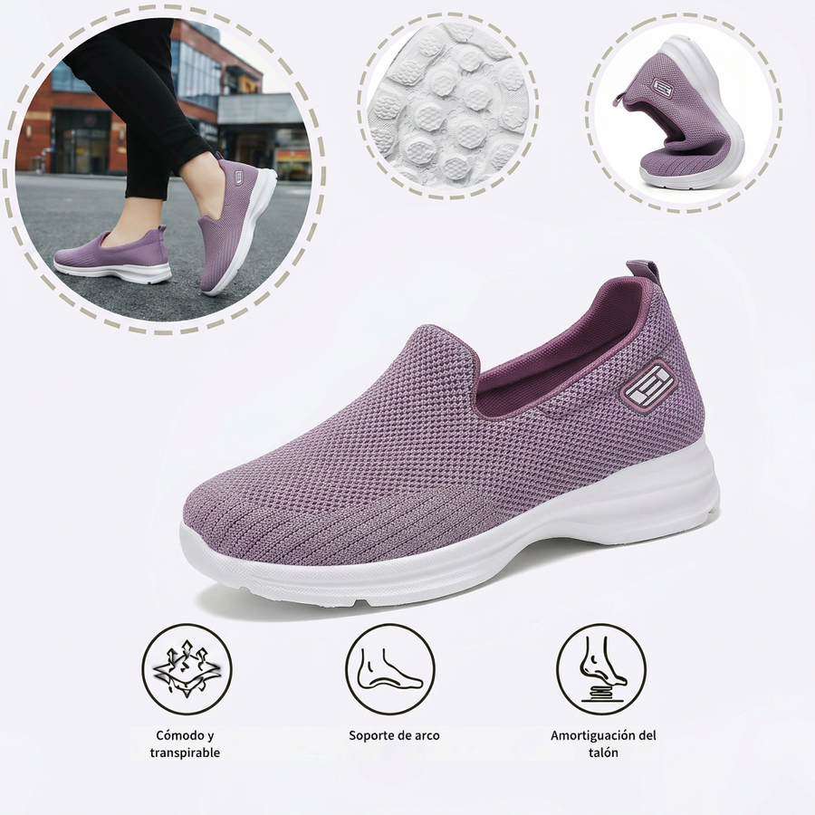 Zapatillas deportivas ortopédicas de malla: con soporte para el arco del pie, que alivia el dolor; amortiguación suave.
