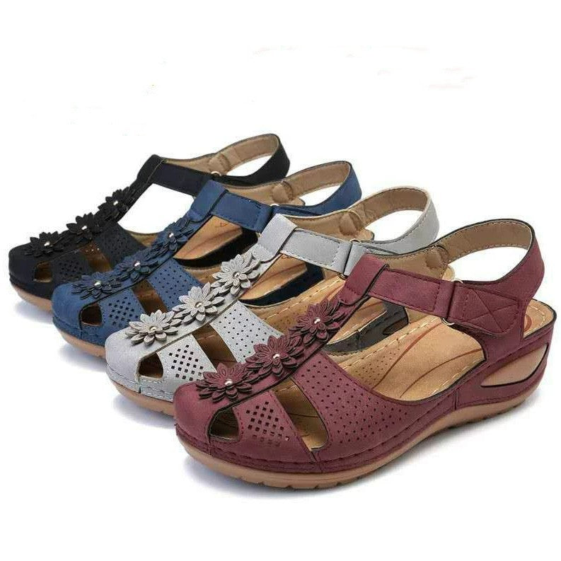 Sandalias con protección para los dedos: con soporte para el arco plantar, que alivia el dolor; ligeras y con amortiguación.