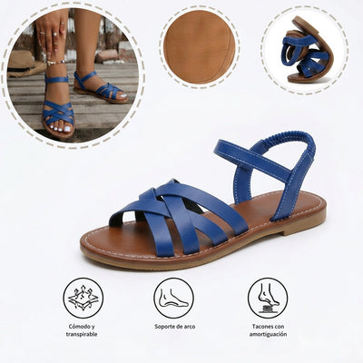 Sandalias planas: con soporte para el arco, para aliviar el dolor; ligeras y con amortiguación.