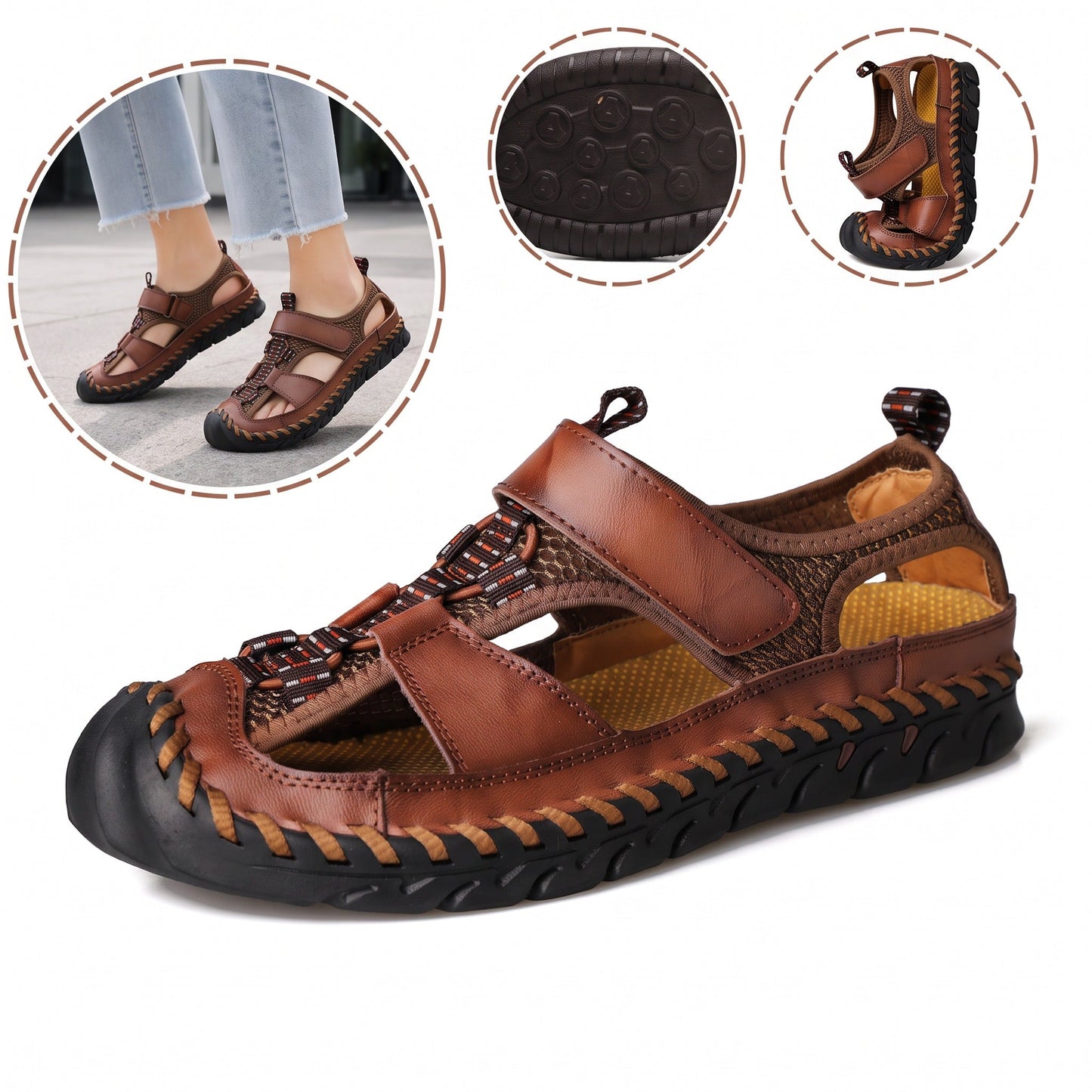 Sandalias antideslizantes con puntera protectora: con soporte para el arco del pie, que alivia el dolor; ligeras y con amortiguación.