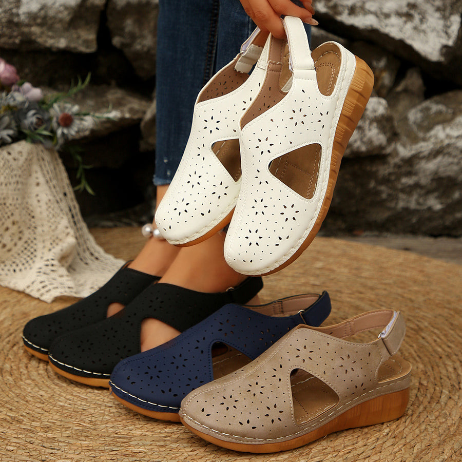 Sandalias con protección para los dedos: con soporte para el arco plantar, que alivia el dolor; ligeras y con amortiguación.