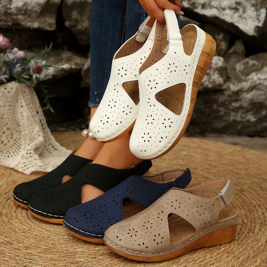 Sandalias con protección para los dedos: con soporte para el arco plantar, que alivia el dolor; ligeras y con amortiguación.