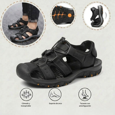 Sandalias con protección para los dedos: con soporte para el arco del pie, que alivia el dolor; ligeras y con amortiguación.