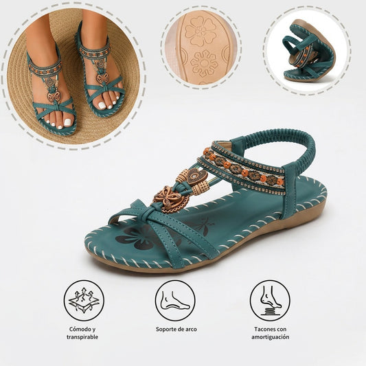 Sandalias planas: con soporte para el arco, para aliviar el dolor; ligeras y con amortiguación.